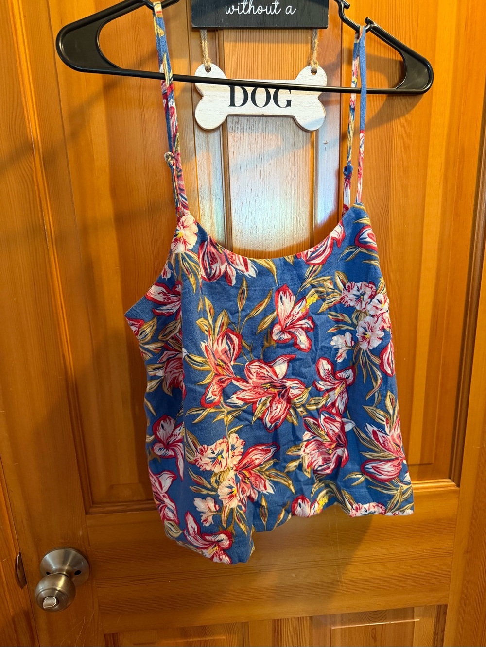 a new day Blue Floral Spaghetti-Strap Camisole